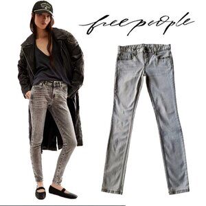Free People Faded Gray Skinny Jeans Women's 27 Low Rise Smoke Grey Denim